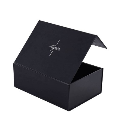 Huaisheng Packaging Black Uv Coating Folding Recycled Paper Gift Packaging Magnetic Closure Custom Logo Shoe Paper Box